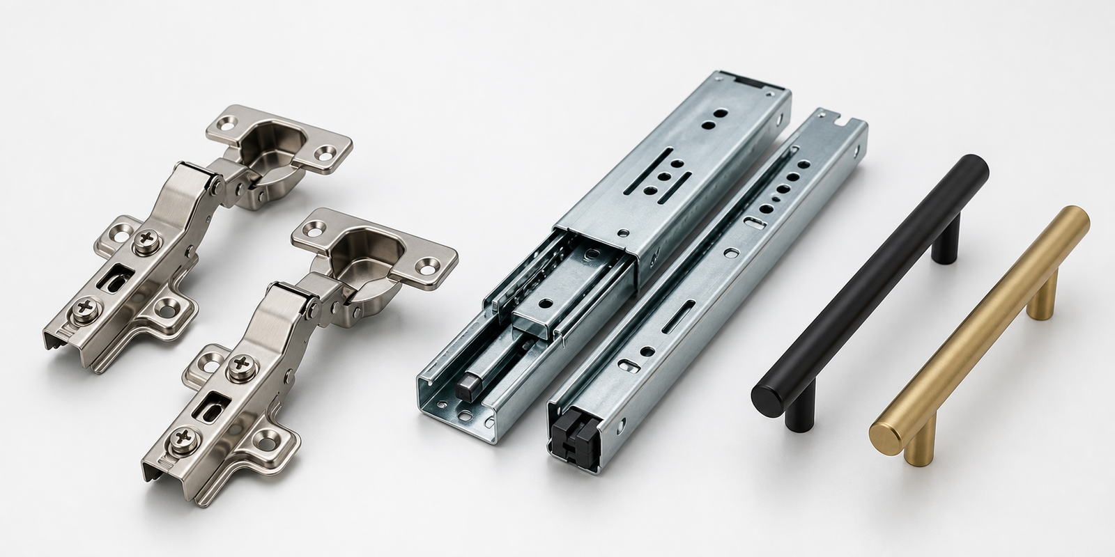 Cabinet hardware arranged for B2B export presentation